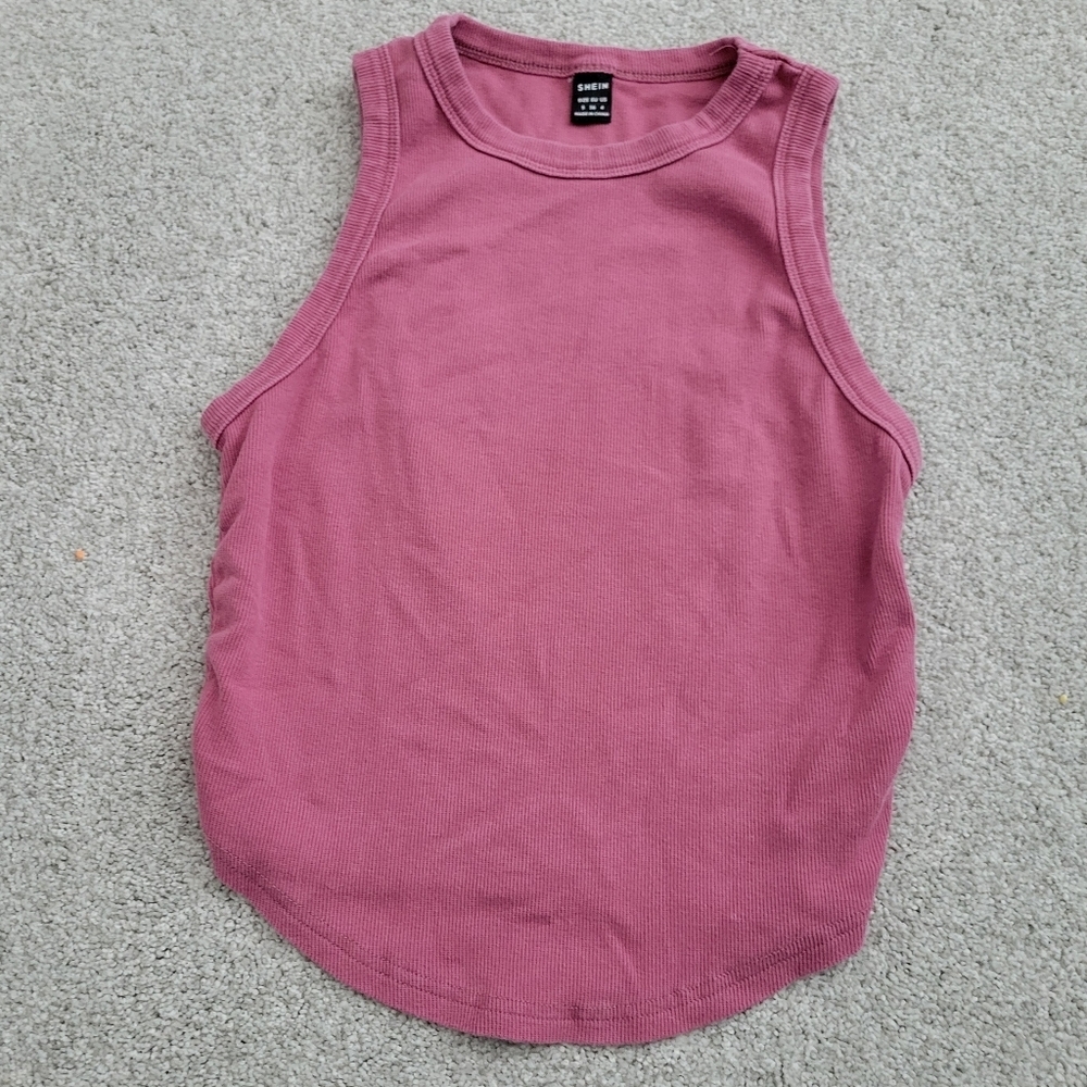 ✨SHEIN EZwear Solid Ruched Pink Tank Top✨